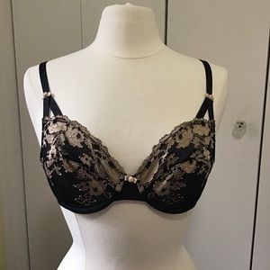 Wacoal Black Lace Opulence Bra Size 34C 851112